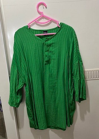 Yeşil Salaş Kadın Keten Gömlek - Görsel 2