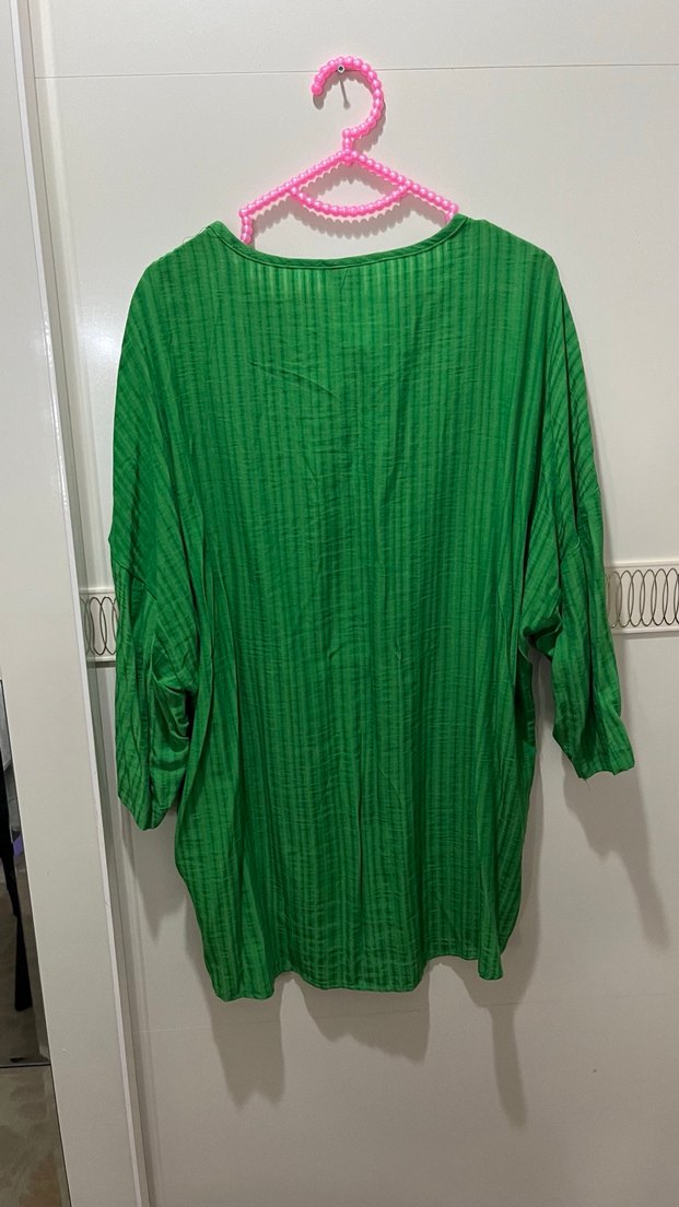 Yeşil Salaş Kadın Keten Gömlek - Görsel 5