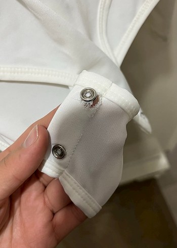 Beyaz Fermuarlı Uzun Kollu Kadın Bluz - Görsel 6