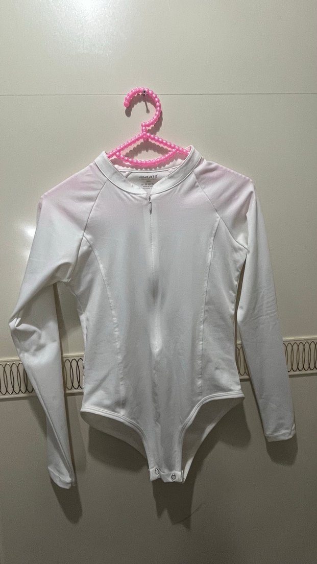 Beyaz Fermuarlı Uzun Kollu Kadın Bluz - Görsel 3