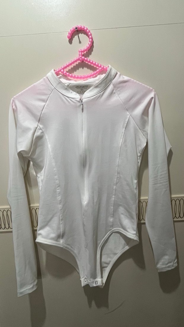 Beyaz Fermuarlı Uzun Kollu Kadın Bluz - Görsel 2