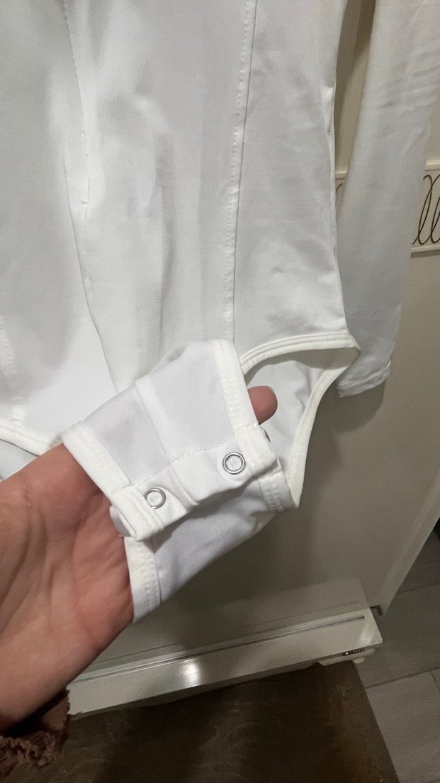 Beyaz Fermuarlı Uzun Kollu Kadın Bluz - Görsel 5