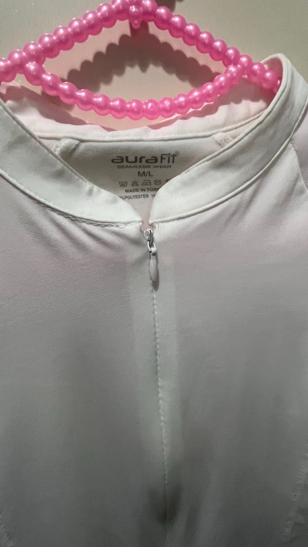 Beyaz Fermuarlı Uzun Kollu Kadın Bluz - Görsel 4