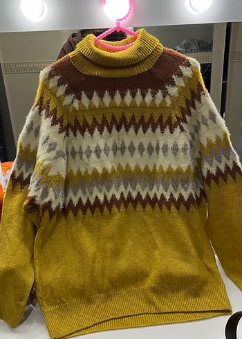 Yüksek Yakalı Örgü Kadın Kazak - Görsel 2