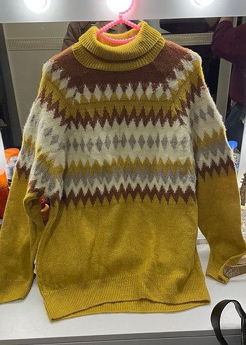 Yüksek Yakalı Örgü Kadın Kazak - Görsel 3