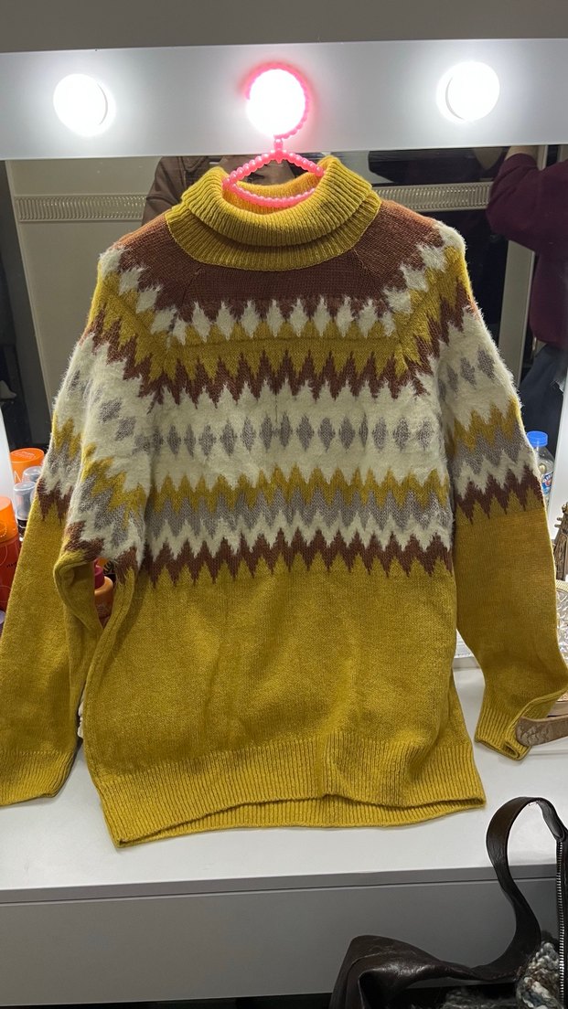 Yüksek Yakalı Örgü Kadın Kazak - Görsel 3