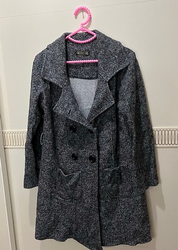 Gri Düğmeli Midi Kaban - Görsel 2