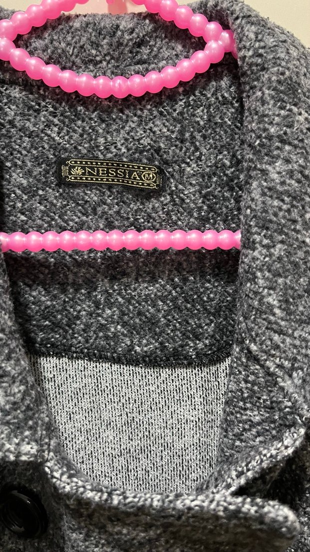 Gri Düğmeli Midi Kaban - Görsel 3