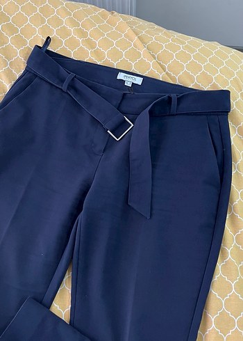 İPEKYOL Kemerli Mavi Kadın Kumaş Pantolon - Görsel 2