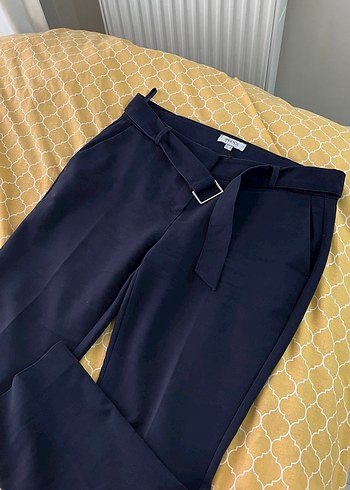 İPEKYOL Kemerli Mavi Kadın Kumaş Pantolon - Görsel 9