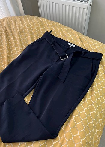 İPEKYOL Kemerli Mavi Kadın Kumaş Pantolon - Görsel 4