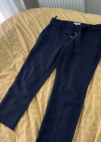 İPEKYOL Kemerli Mavi Kadın Kumaş Pantolon - Görsel 8