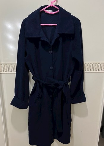 Kemerli Lacivert Midi Kadın Polarlı Ceket - Görsel 2