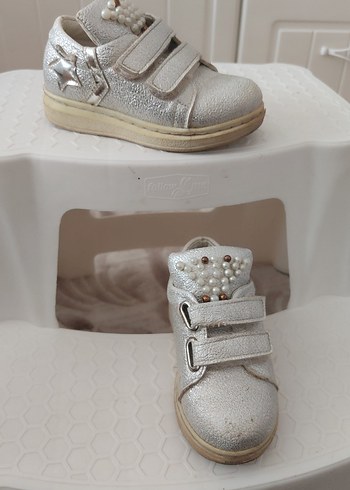 Kız Çocuk Beyaz Sneakers, Cırt Cırtlı, Nakışlı - Görsel 3