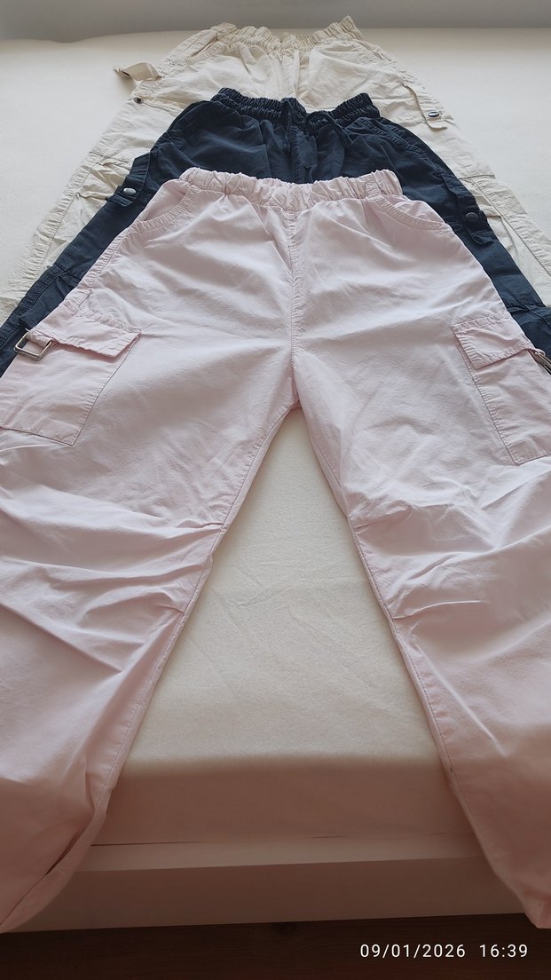 3'lü Kızlar için Pamuklu Rahat Kesim Pantolon - Görsel 2