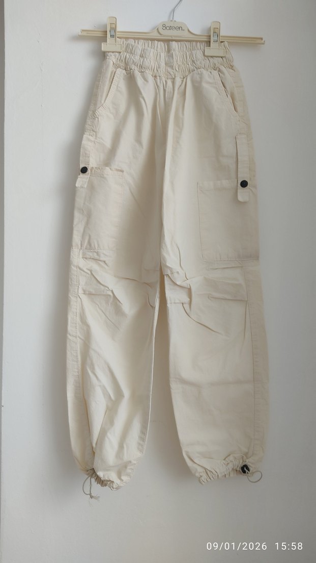 3'lü Kızlar için Pamuklu Rahat Kesim Pantolon - Görsel 5