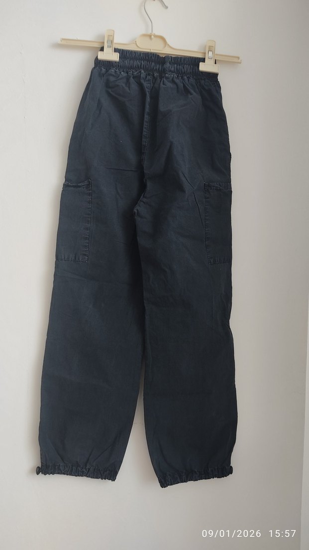 3'lü Kızlar için Pamuklu Rahat Kesim Pantolon - Görsel 4