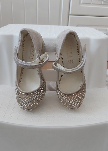 Klasik Tokalı Kız Çocuk Dolgu topuk Ayakkabı - Görsel 2