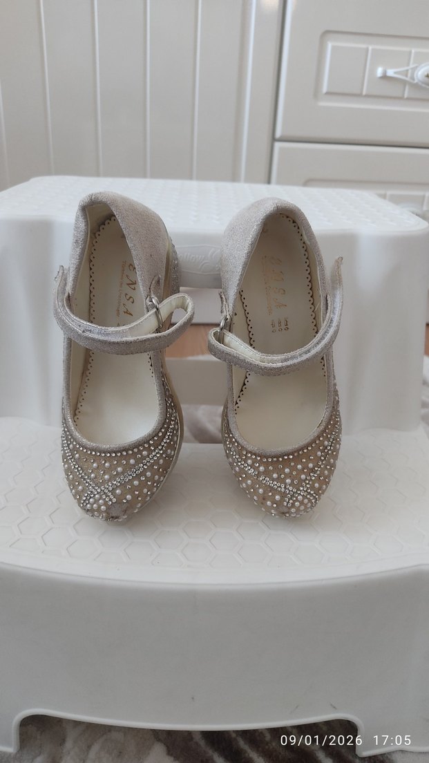 Klasik Tokalı Kız Çocuk Dolgu topuk Ayakkabı - Görsel 2