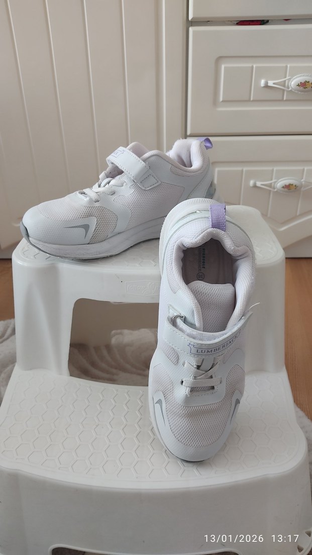 Kız Çocuk Beyaz Cırt Cırtlı Spor Ayakkabı - Görsel 5