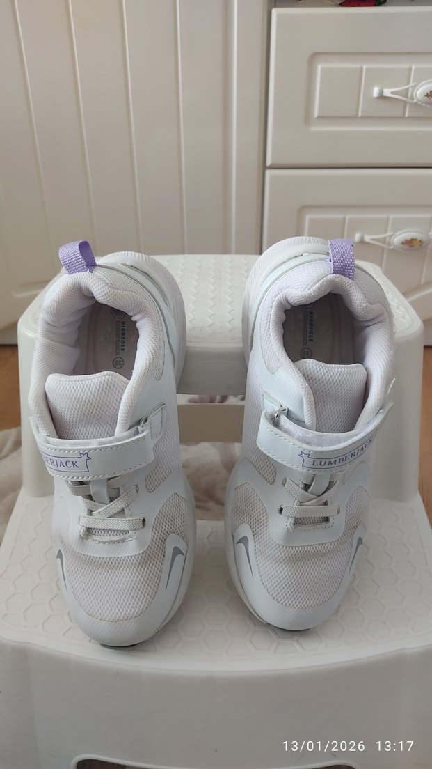 Kız Çocuk Beyaz Cırt Cırtlı Spor Ayakkabı - Görsel 4