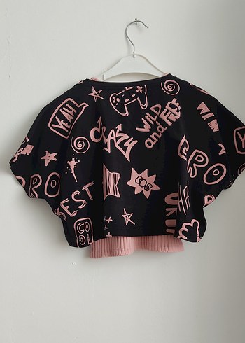 7/8 yaş Kız Çocuk Pembe Baskılı Bolero - Görsel 3