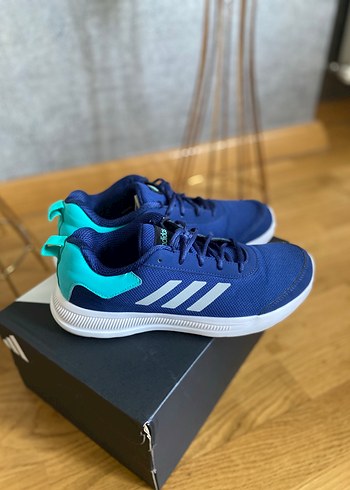 Adidas Mavi Adidas Spor Ayakkabı, Bağcıklı, Düz Taban