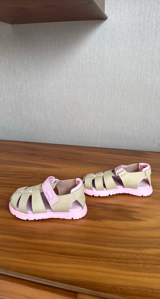 Kız Çocuk Bej Tokalı Pastel Sandalet - Görsel 2