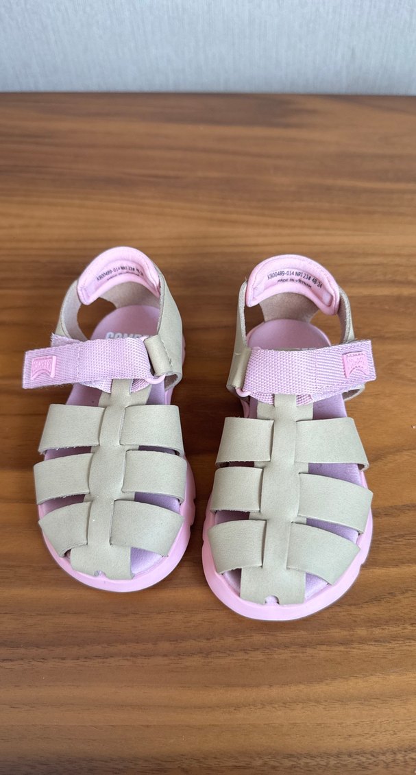 Kız Çocuk Bej Tokalı Pastel Sandalet - Görsel 4