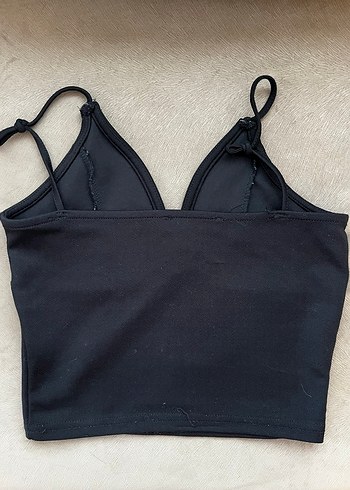 Siyah V Yaka İnce Askılı Büstiyer - Görsel 2