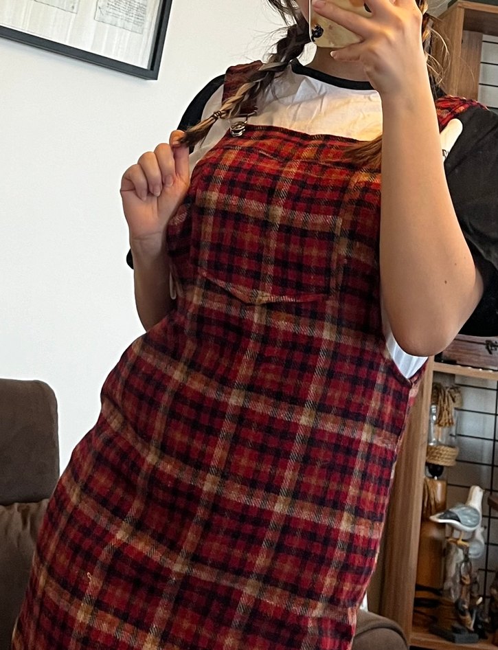 Kırmızı Ekoseli Salopet - Görsel 3