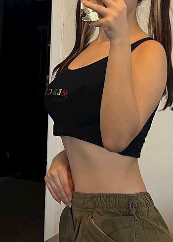 Siyah Atlet Crop Top Street Wear - Görsel 2