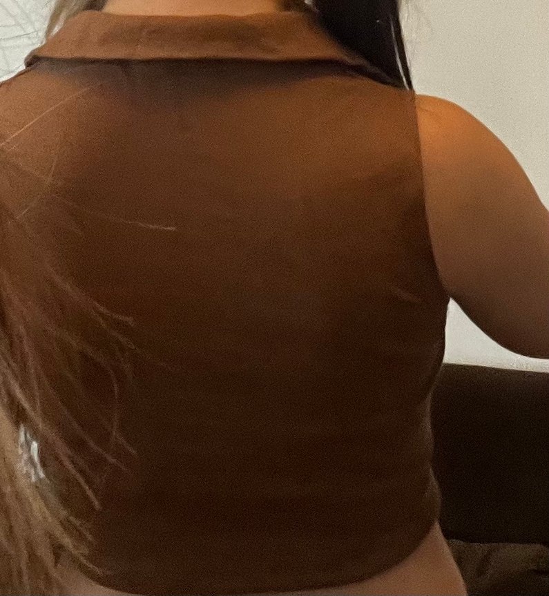 Kahverengi Kolsuz Crop Top yakalı - Görsel 4