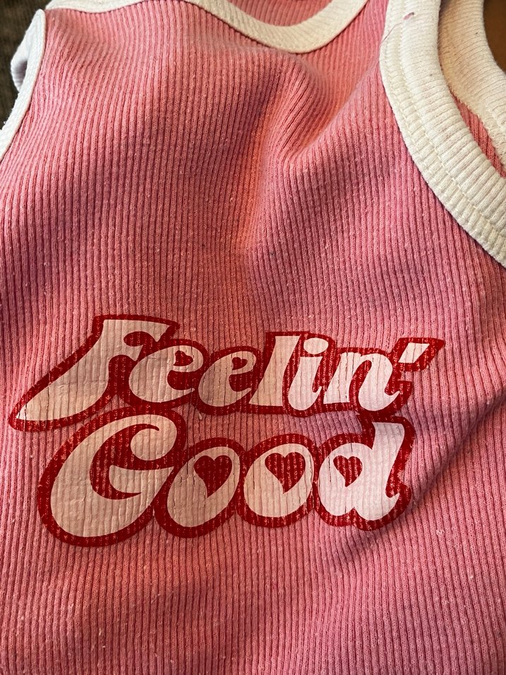 Pembe Retro Baskılı Örme Crop Top - Görsel 4