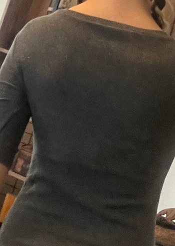 Gri Kısa Kollu Midi Triko Elbise - Görsel 3