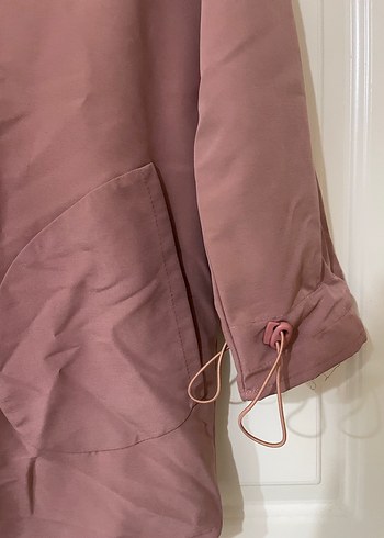 Pembe Midi Street Stil Kadın Yağmurluk - Görsel 3