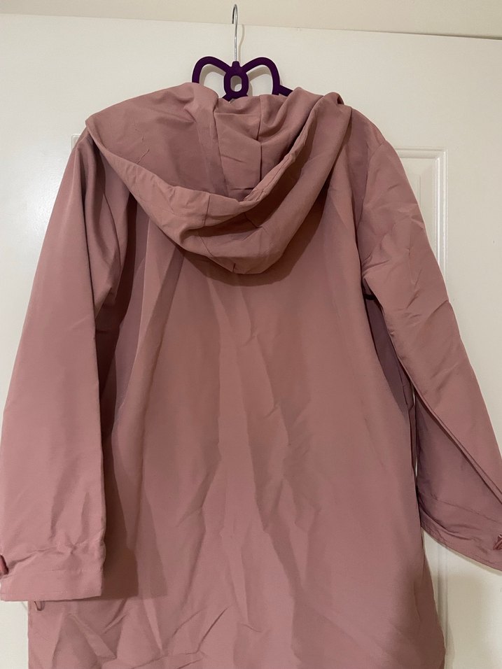 Pembe Midi Street Stil Kadın Yağmurluk - Görsel 4