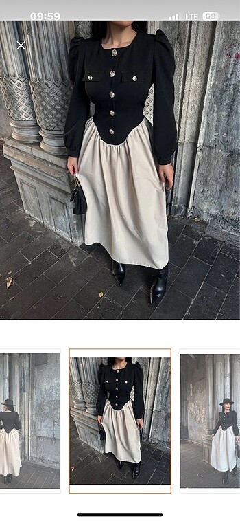 m Beden siyah Renk VINTAGE OLD MONEY ELBİSE