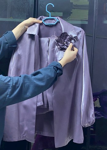 Mor Parlak Midi tunik takım - Görsel 3