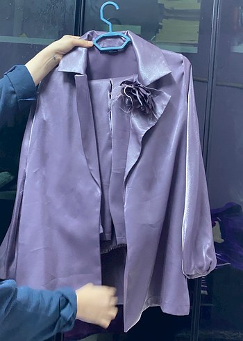 Mor Parlak Midi tunik takım - Görsel 2