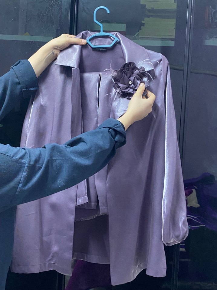 Mor Parlak Midi tunik takım - Görsel 3