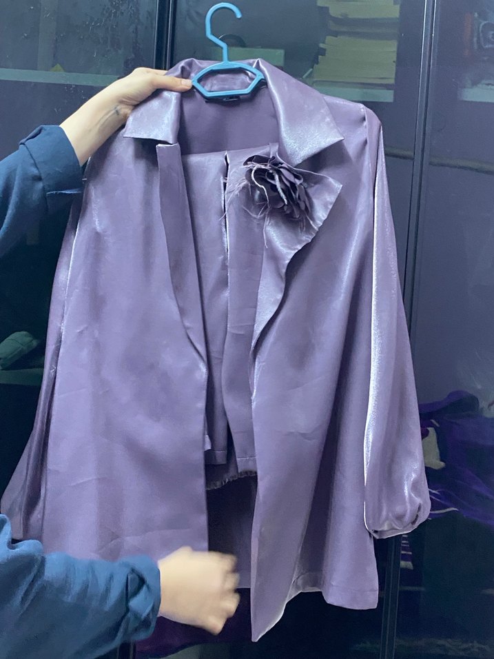 Mor Parlak Midi tunik takım - Görsel 2