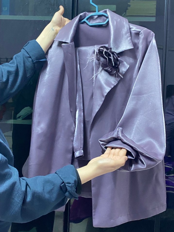 Mor Parlak Midi tunik takım - Görsel 4