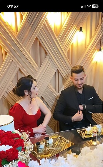 m Beden kırmızı Renk Söz nişan düğün elbisesi