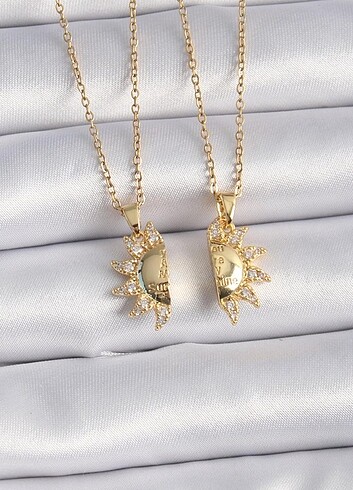 Çelik Gold Yazı İşleme Arkadaş Kolyesi 2li