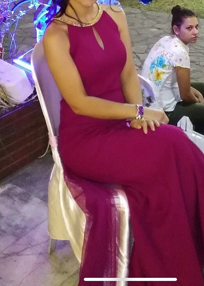 Mor uzun kuyruklu abiye - Görsel 2