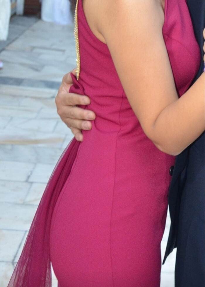 Mor uzun kuyruklu abiye - Görsel 4