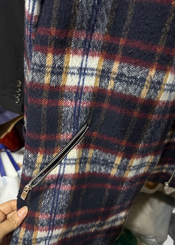 Kürklü Ekose Desenli Kadın Ceket - Görsel 4