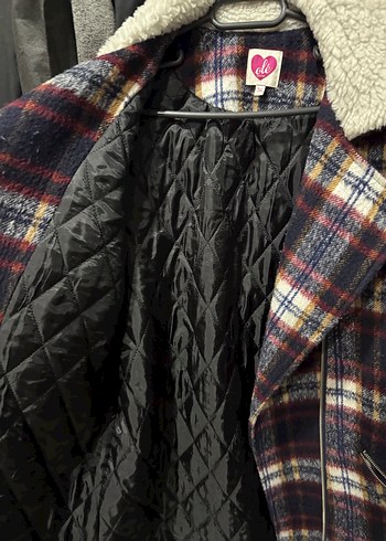 Kürklü Ekose Desenli Kadın Ceket - Görsel 5