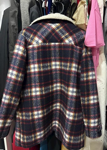 Kürklü Ekose Desenli Kadın Ceket - Görsel 6